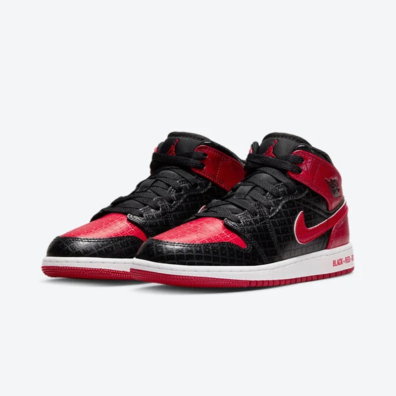 SEPATU SNEAKERS AIR JORDAN Aj 1 Mid GS Bred Text