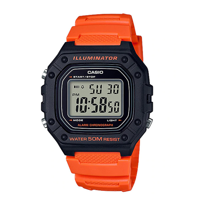 JAM TANGAN  CASIO Digital Dial Orange Resin Strap